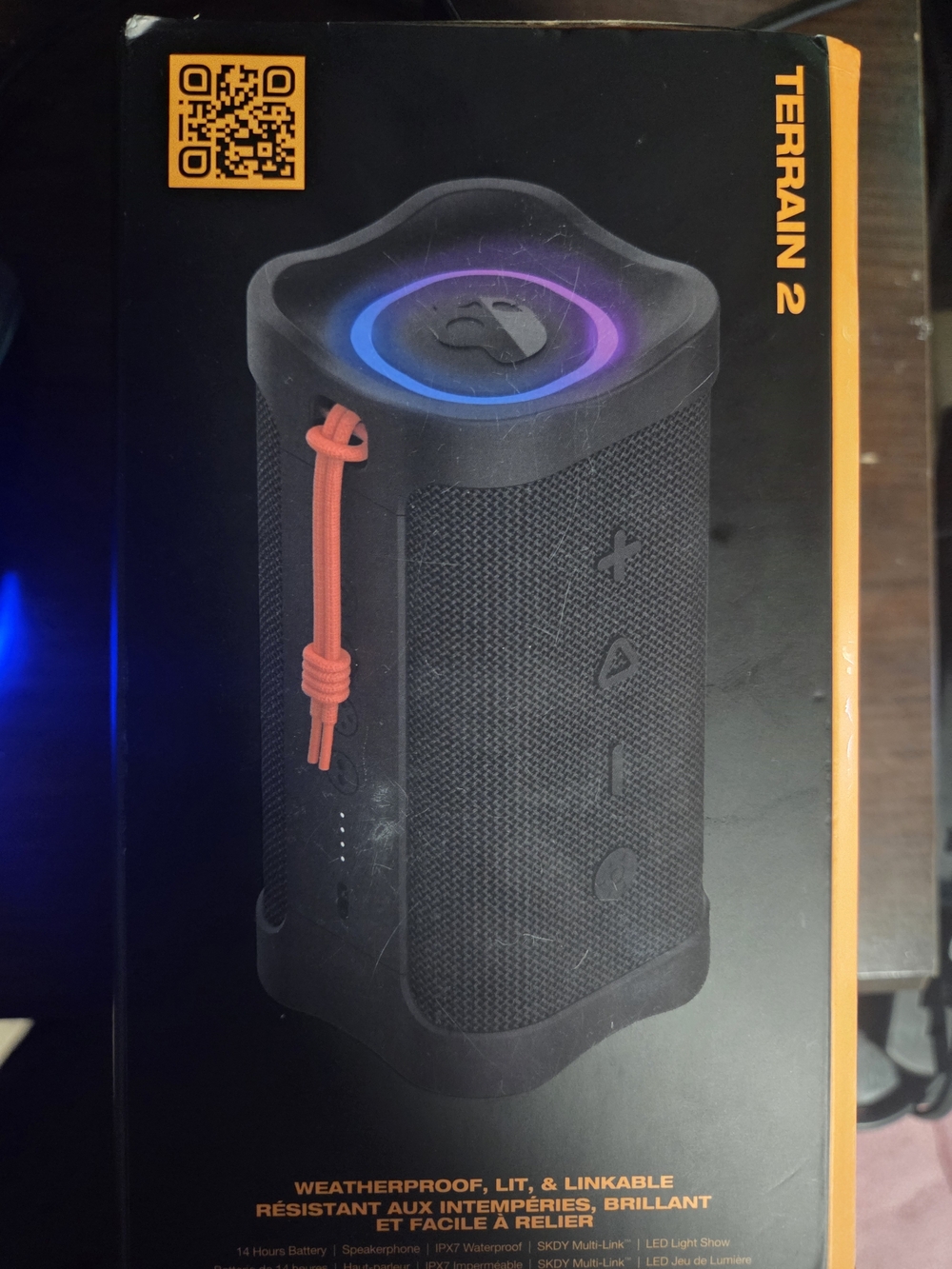 SkullCandy Terrain 2 Portable Bluetooth Speaker - Black with Orange Accent